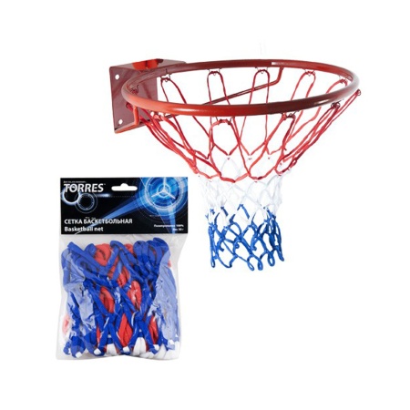 Купить Сетка баскетбольная Torres, нить 4 мм, бело-сине-красная в Агрызе 