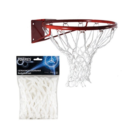 Купить Сетка баскетбольная Torres, нить 6 мм, белая в Агрызе 